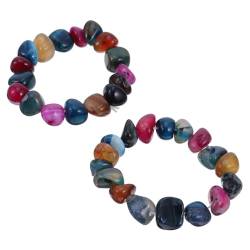 DEARMAMY 2St buntes Steinarmband Künstlicher Achat-Armreif unregelmäßiges Armband edelstein armbänder geburtstagsmitgebsl Agate Yoga Armband Achat Handkette Edelstein-Handkette Naturstein von DEARMAMY