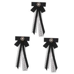 DEARMAMY 3St Krawatte vorgebundene Fliege Hochzeitsschmuck Schleifenbrosche Perlenfliege Bowknot-Brosche Spitze ribbon bandfeile pinnnadel hemd stehkragen Brosche Schleife Bowknot-Fliege von DEARMAMY