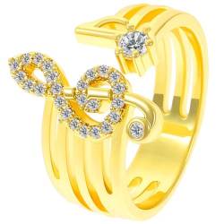 DEARMAMY 3St Notenring böhmischer Tierring Ring für Frauen Musikring Musik klingelt Ringdekor lichtring damenringe schmuck Boho-Dekoration Anruf Fingerring Verlobungsring Legierung Golden von DEARMAMY