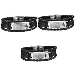 DEARMAMY 3st Lederarmband Herrenarmband Herren Armband Fingerring Armband Punk-armband Armband Für Männer Armband Für Sohn Von Mama Armbänder Für Männer Rostfreier Stahl Black von DEARMAMY