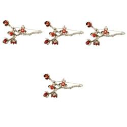 DEARMAMY 4 Stück Fruchtbrosche Brosche in Form eines Blumenstraußes Cardigan-Clips Schalklammern Sicherheitsnadeln brosche pin damen brosche Mantel-Schal-Clip Schalclips für Damen Kupfer von DEARMAMY