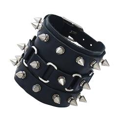 DEARMAMY 4 Stück Spike-Armband Herrenarmbänder herren armband Punk-Armbänder Grunge-Kleidung punk style men bracelet uhrenarmbänder Schmuck Nietenarmband Herrenarmband Leder Rindsleder von DEARMAMY