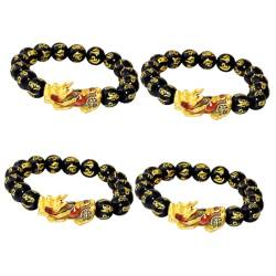 DEARMAMY 4 Stück -armband Charms Armbänder Freund Armbänder Chinesisches Armband Charme Armband Zum Schutz Männer Perlenarmband Feng-shui Goldene Perlenarmbänder Mann Armband von DEARMAMY