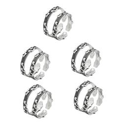 DEARMAMY 5 Sätze Notenring Lichtring Weinachts Rings for Men Ringe Für Damen Frauen Fingerring Offener Ring Der Musiknote Dekorative Ringe Für Paare Kupfer Black 2 Stück * 5 von DEARMAMY