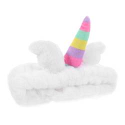 DEARMAMY einhorn stirnband kinder haargummis kinder stirnband Make-up Kopfband Kinder Haarband Kopftuch Stirnbänder Stirnband zum Waschen des Gesichtes Duschkopfband Korallenvlies Weiß von DEARMAMY