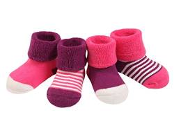 DEBAIJIA 4 Paare Baby Mädchen Socken Lieblich Herbst Winter Weich Baumwolle Bunt 0-6 Monate - Lila von DEBAIJIA