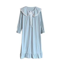 DEBAIJIA Damen Nachthemd Nachtwäsche Schlafkleid Frauen Sleepshirt Schlafanzug Langarm Nightshirt Rundhals Lässige Süß (Grün-2XL) von DEBAIJIA