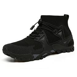 DEBAIJIA Herren Aquaschuhe Watschuhe Arfußschuhe Wasserschuhe Badeschuhe Strandschuhe Surfschuhe Schwimmschuhe 43 EU Schwarz (Etikettengröße 43) von DEBAIJIA