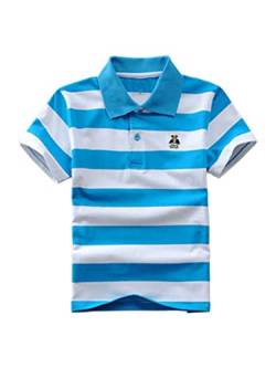 DEBAIJIA Jungen Poloshirt Kinder Kühle kurzen Ärmeln Oberteile 1-12T T Shirts Poloshirt Baumwolle Atmungsaktiv Sommer Lässig Outdoor (Hellblau-100) von DEBAIJIA