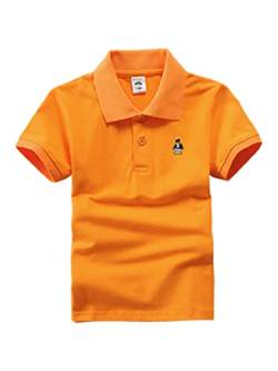 DEBAIJIA Jungen Poloshirt Kinder Kühle kurzen Ärmeln Oberteile 1-12T T Shirts Poloshirt Baumwolle Sommer Atmungsaktiv Lässig Outdoor (Orange-120) von DEBAIJIA