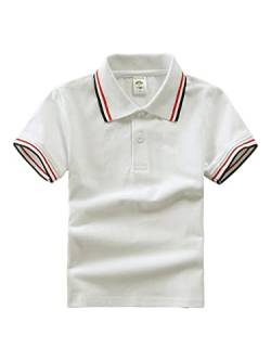 DEBAIJIA Jungen Poloshirt Kinder Kühle kurzen Ärmeln Oberteile 1-12T T Shirts Poloshirt Baumwolle Sommer Lässig Outdoor Atmungsaktiv (Beige-140) von DEBAIJIA