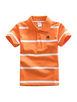 DEBAIJIA Jungen Poloshirt Kinder Kühle kurzen Ärmeln Oberteile T Shirts Poloshirt 1-12T Baumwolle Sommer Atmungsaktiv Lässig Outdoor (Orange-120) von DEBAIJIA