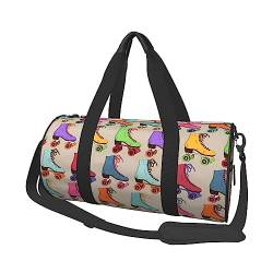 Bunte Retro-Turntasche mit Schuhfach, wasserdichte Sporttasche, tragbare Reisetasche, Wochenendtasche für Männer und Frauen, Schwarz , Einheitsgröße von DEHIWI