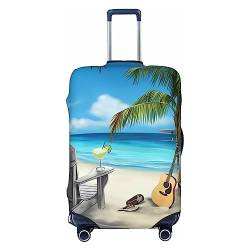 DEHIWI Reisegepäckabdeckung, Motiv: Gitarre am Strand, staubdicht, mit Reißverschluss, passend für 45,7-81,3 cm Gepäck, Schwarz , M von DEHIWI