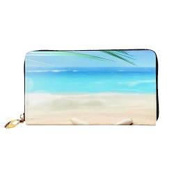 DEHIWI Sommer Sand Strand Leder Reißverschluss um Brieftasche Frauen Clutch Geldbörse Reise Kartenhalter Tasche Geschenk, Schwarz , Einheitsgröße von DEHIWI