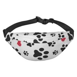 Love Cat Paw Heart Puppy Foot Print Fanny Packs for Women Men Lightweight Adjustable Waist Bag Crossbody Travel Belt Bag for Workout Running, Schwarz , Einheitsgröße von DEHIWI