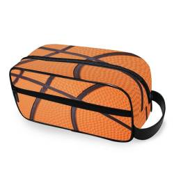 DEHOZO Tragbare Make-up-Tasche, Basketballball-Textur, kleine Reise-Kosmetiktasche, Kulturbeutel für Damen und Herren, Make-up-Organizer-Tasche, Badezimmer-Make-up-Tasche für Reiseutensilien, von DEHOZO