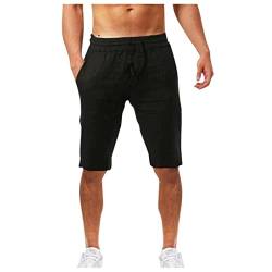 DELAIESI Leinenhose Herren Kurzgrösse Beige Freizeithose Herren Cargo Freizeithose Herren Baumwolle Leinen Laufhose Herren 2 in 1 Leinenhose Herren Mittelalter Schlaghose Herren 90Er von DELAIESI