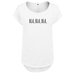 Bla Bla Bla Design Frauen T Shirt mit Spruch handgefärtigt Oversize NEU Shirt Rundhals Mädchen kurzärmlig M Weis (B36-483-M-Weiß) von DELUNO