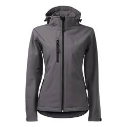 DELUNO Grau Damen Softshelljacke mit Kapuze Tailliert Outdoor - Nagelneu Atmungsaktiv (521-S-Grau) von DELUNO