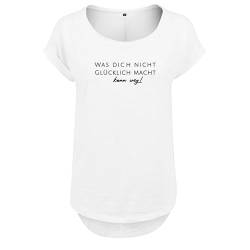 was Dich Nicht glücklich Macht kann Weg Design Frauen T Shirt mit Spruch und modischem Motiv NEU Bedruckt Oberteil für Frauen XL Weis (B36-536-XL-Weiß) von DELUNO