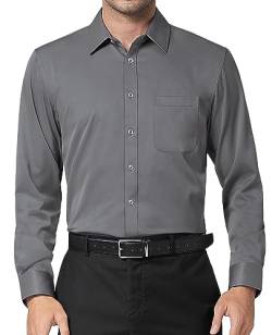 DEMEANOR Hemd Herren Langarm Business Hemd Herren Slim Fit Unifarben Freizeithemd Bügelfreie Hemden Oberhemden Herren von DEMEANOR