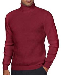 DEMEANOR Rollkragenpullover Herren Waffle Sweater Herren Langarm Pullover für Herren Warm Herren Pullover Winter Baumwolle Strick von DEMEANOR