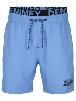 DENIMFY Badehose Herren Lang Badeshorts Doppelter Bund DFNeo Kurze Hosen Schwimmhose Shorts Print, Größe:XL, Farben:Maya Blue von DENIMFY