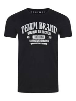 DENIMFY Tshirt Herren Baumwolle Regular Fit DFNuri Rundhals Kurzarm Sommer Tee Shirt Logoprint, Größe:S, Farben:Black (FDY) von DENIMFY