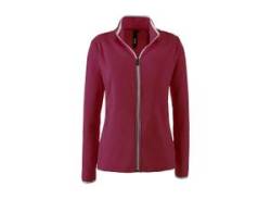 Fleecejacke DEPROC ACTIVE "DECORAH III WOMEN", Damen, Gr. 36/38 (M), rot (weinrot), 100% Polyester, casual, tailliert, Langarm gerader Abschluss, Jacken, weiche Fleecejacke in traditioneller Optik von DEPROC Active