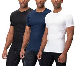 DEVOPS 2 - 3 Pack Herren Athletic Short Sleeve Compression Shirts - Blau - Klein von DEVOPS