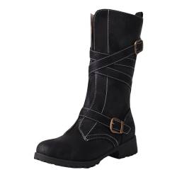 DFEK Stiefel Damen Leder Stiefeletten Damen beige Stiefel Damen Winter cowboystiefel Damen weiter Schaft Badesandalen Kinder Kurze Gummistiefel Damen 40 40 Schwarz 40.99 von DFEK