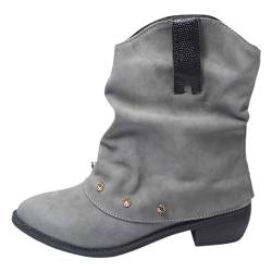 DFEK Stiefeletten Damen Leder Sommerstiefel Damen Lochmuster Damen Stiefel Winterstiefel Kinder Badesandalen Damen reitstiefeletten Damen 41 38 Grey 31.99 von DFEK