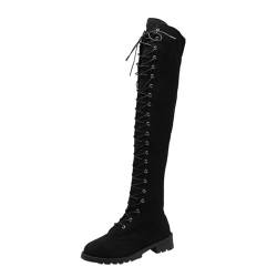 Stiefel Damen Stiefeletten Damen Herbst high Boots Damen cowboystiefel Damen Leder Schuhe Damen Sandalen Springerstiefel Damen schwarz 37 Schwarz 24.99 von DFEK