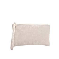 DFJOENVLDKHFE Damen-Handgelenk-Clutch, kleine Damen-Mehrfachtasche, Damen-PU-Leder-Geldbörse, Geldbörsen-Armbänder(Color:Beige) von DFJOENVLDKHFE