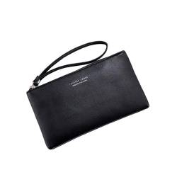 DFJOENVLDKHFE Damen-Handgelenk-Clutch, kleine Damen-Mehrfachtasche, Damen-PU-Leder-Geldbörse, Geldbörsen-Armbänder(Color:Black) von DFJOENVLDKHFE