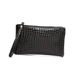 DFJOENVLDKHFE Damen-Handgelenk-Clutch, kleine Damen-Mehrfachtasche, Damen-PU-Leder-Geldbörse, Geldbörsen-Armbänder(Color:Black) von DFJOENVLDKHFE