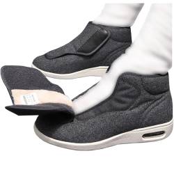 DHIJUPNG Warm Diabetiker Winterschuhe Herren Damen Extra Weit Senioren Hausschuhe mit Klettverschluss Senioren Orthopädische Schuhe Boots für Geschwollene Füße Breite Füße(Gray A,37) von DHIJUPNG