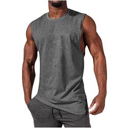 Poloshirt Herren Kurzarm Bodybuilding Muskelshirts Top Tank Herren Sommershirt Ärmelloses Polo Shirt T-Shirts Tops Und T-Shirts Tshirts Achselshirts Atmungsaktiv Running Tank Top Herren（1-Gray，L） von DHYUEN