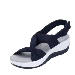 DIJX Frauen Sandalen Atmungsaktive Strand Schuhe Große Größe Bogen Knoten Keil Heels Sandalen Mode-Trend Römischen Sandalen Schuhspanner Damenschuhe (Blue, 43) von DIJX