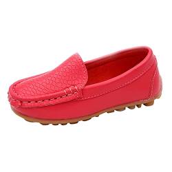 DIJX Kleinkind Kleinkind Mädchen Soft Slip On Loafers Kleid Flache Schuhe Bootsschuhe Freizeitschuhe Weiche Sohle Sneaker Junge 22 (Red, 31) von DIJX