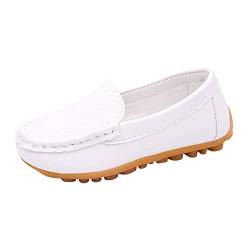 DIJX Kleinkind Kleinkind Mädchen Soft Slip On Loafers Kleid Flache Schuhe Bootsschuhe Freizeitschuhe Weiche Sohle Sneaker Junge 22 (White, 35) von DIJX