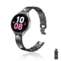 Armband für Samsung Galaxy Watch 5 40mm/44mm Uhrenarmbänder Edelstahl Metall Glitzer Strassarmband Ersatzbänder Kompatibel mit Galaxy Watch 5 40mm/44mm Armband (2) von DINGK