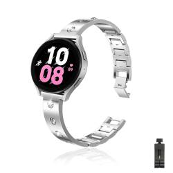 Armband für Samsung Galaxy Watch 6 40mm/44mm Uhrenarmbänder Edelstahl Metall Glitzer Strassarmband Ersatzbänder Kompatibel mit Galaxy Watch 6 40mm/44mm Armband (3) von DINGK