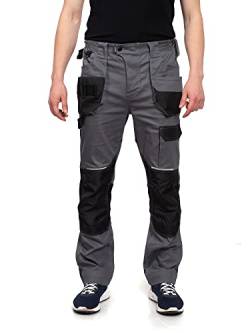 DINOZAVR Flex Lange Herren-Arbeitshose - Stretch Männer Bundhose - Elastische Cargohose mit Spandex - Grau EU54 von DINOZAVR