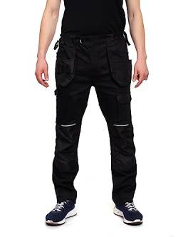 DINOZAVR Flex Lange Herren-Arbeitshose - Stretch Männer Bundhose - Elastische Cargohose mit Spandex - Schwarz EU54 von DINOZAVR