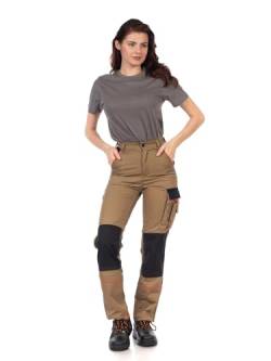 DINOZAVR Fortum Arbeitshose Damen - Arbeitskleidung Damen Baustelle - Cargohose Damen mit Cordura - Khaki 38 von DINOZAVR