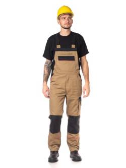 DINOZAVR Fortum Latzhose Herren - Lange Arbeitshose - Schutz-Latzhose mit Cordura - Arbeitslatzhose Herren Khaki 56 von DINOZAVR