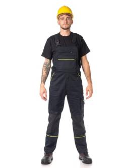 DINOZAVR Fortum Latzhose Herren - Lange Arbeitshose - Schutz-Latzhose mit Cordura - Arbeitslatzhose Herren Schwarz 52 von DINOZAVR