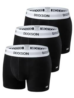 DIXXSON Premium Boxershorts Herren | 3er Pack | Atmungsaktive Unterhosen für Männer mit optimaler Passform und weicher Baumwolle (Größe M - 3XL) (Black, 3XL) von DIXXSON